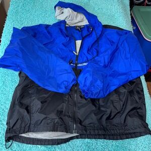 Vtg Foot Locker XXL Windbreaker Jacket Full‎ Zip Hooded Blue Black Mens